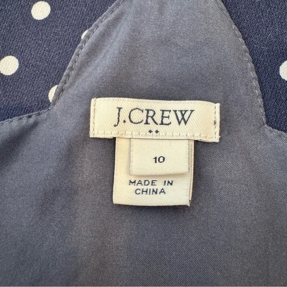 J CREW Women Soft Comfy Poly Halter Tank Top Navy White Polka Dot - Picture 8 of 8